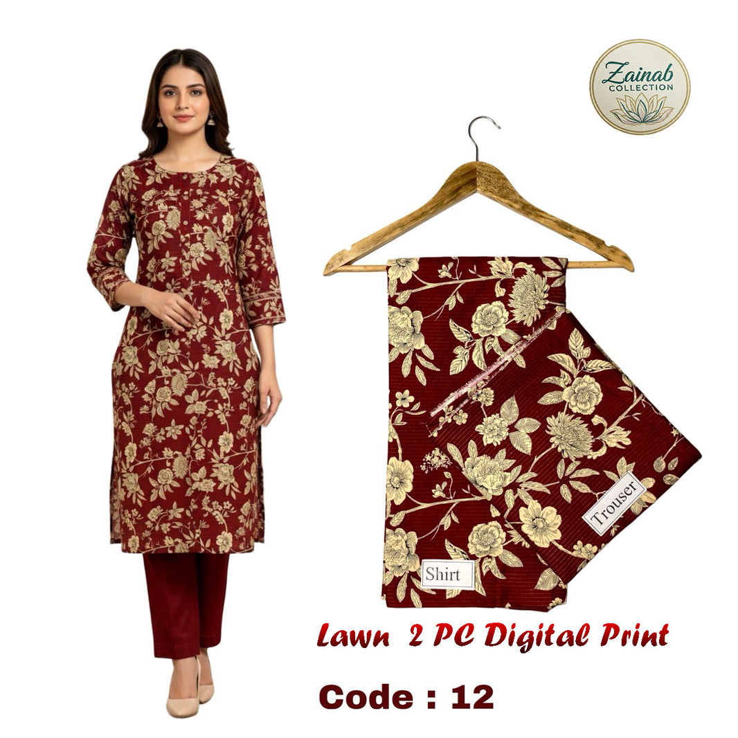 Lawn 2 PC Digital Print Code 12